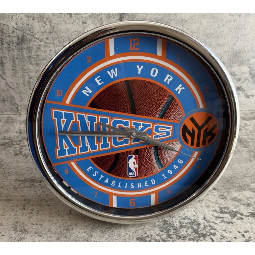 New York Knicks Clock Orange Blue Skies Basketball NBA Champs Wall Clock Desktop